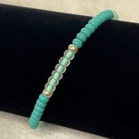 Sea foam green 6/0 seed bead bracelet with silver accents