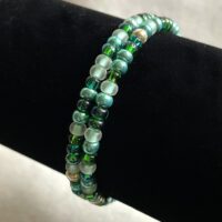 Shades of green 6/0 seed bead double wrap stretch bracelet