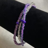 Purple triple strand 8/0 seed bead bracelet