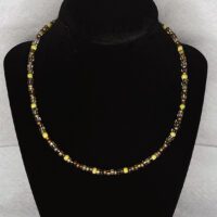 Earthtone with yellow accents 6/0 glass seed bead necklace