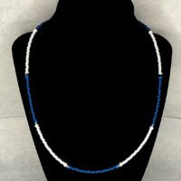 Blue and white 8/0 seed bead with metal accents